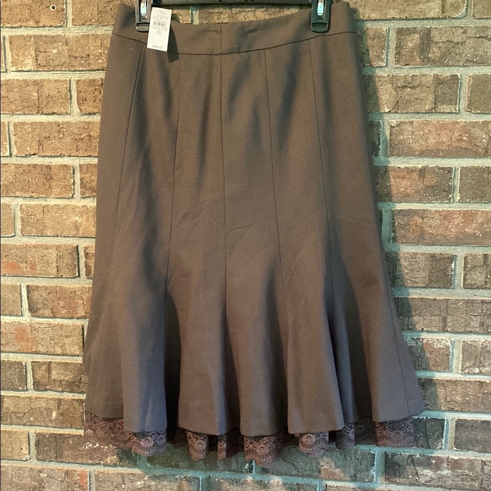 LOFT Brown Trumpet Midi Skirt for Work NWT